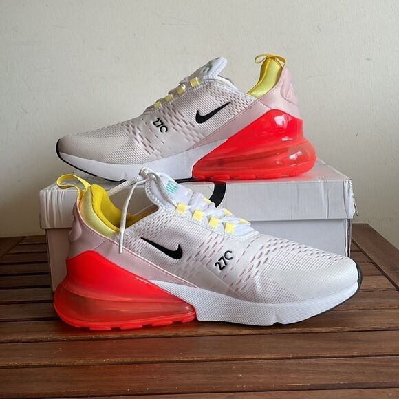 Nike Air Max 270 White Bright Crimson USA Women Size 8/UK 5.5/EU 39(FZ3624-100) - Picture 3 of 13